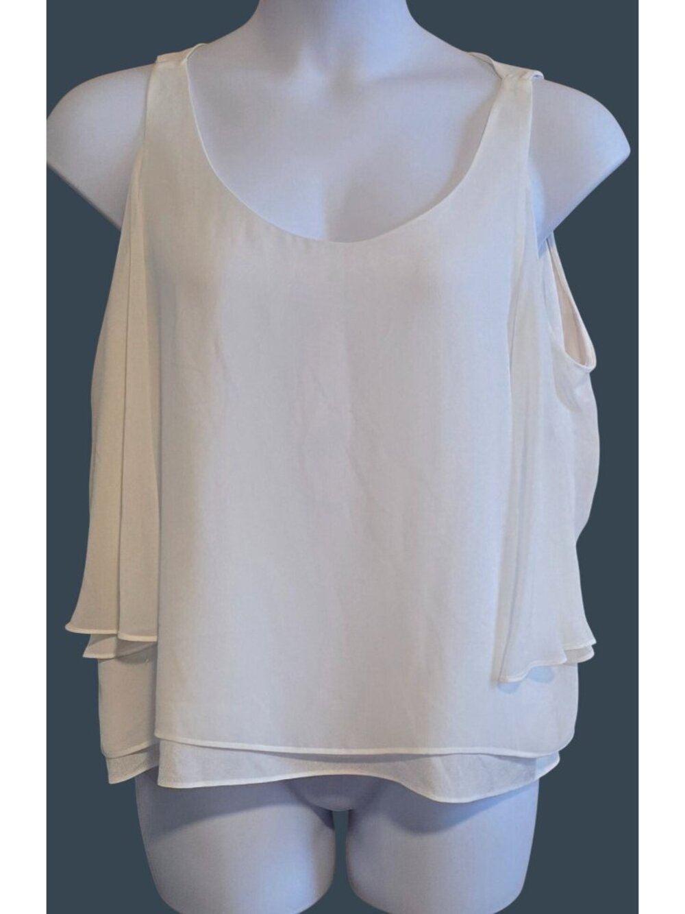 Layered White Sleeveless Blouse XL Elegant Sheer Top fairycore boho preppy